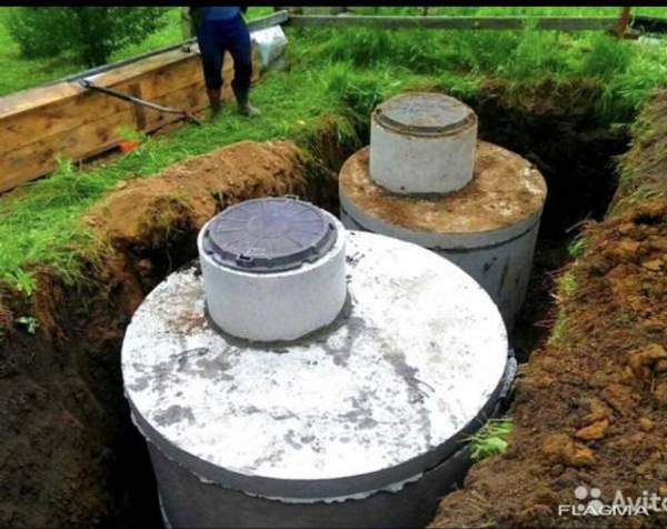 Септик из ЖБ колец 10.8м3 под канализацию