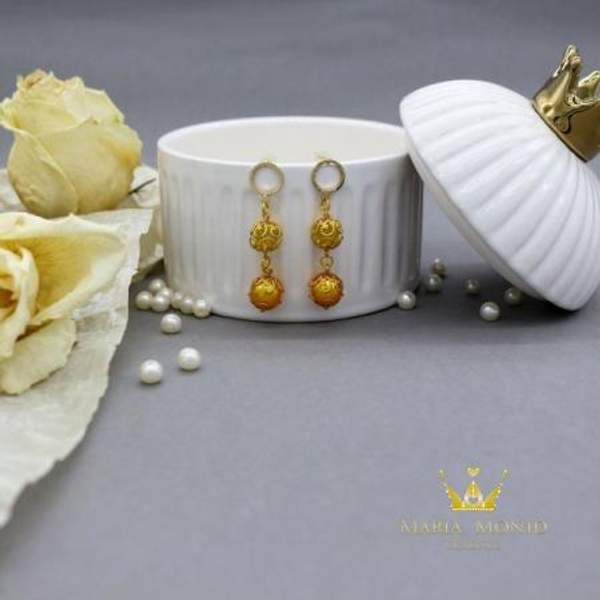 Серьги "Amber в золоте" удлиненные ручной работы от Maria Monid