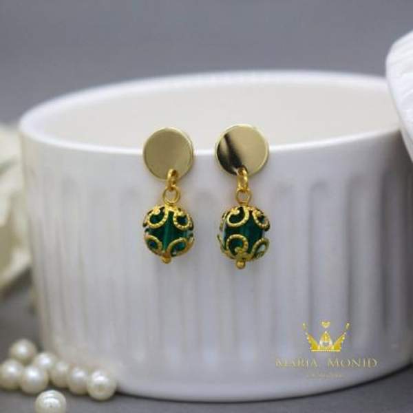 Серьги "Emerald в золоте" ручной работы от Maria Monid