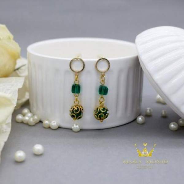 Серьги "Emerald в золоте" удлиненные ручной работы от Maria Monid
