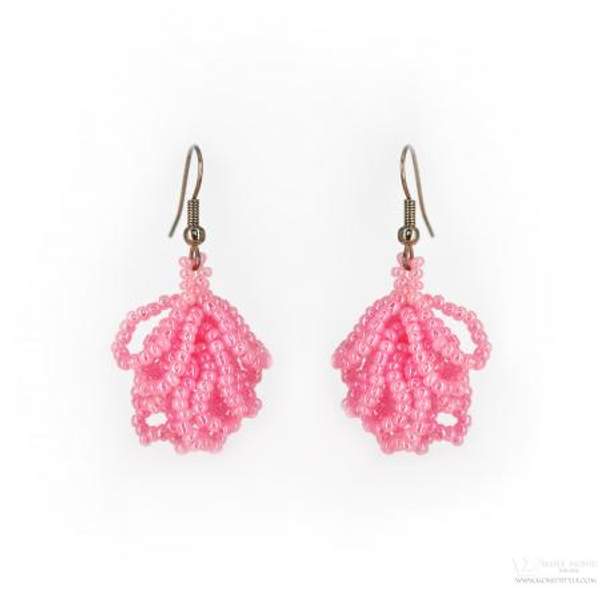 Серьги "Розовая бахрома" ручной работы от Maria Monid