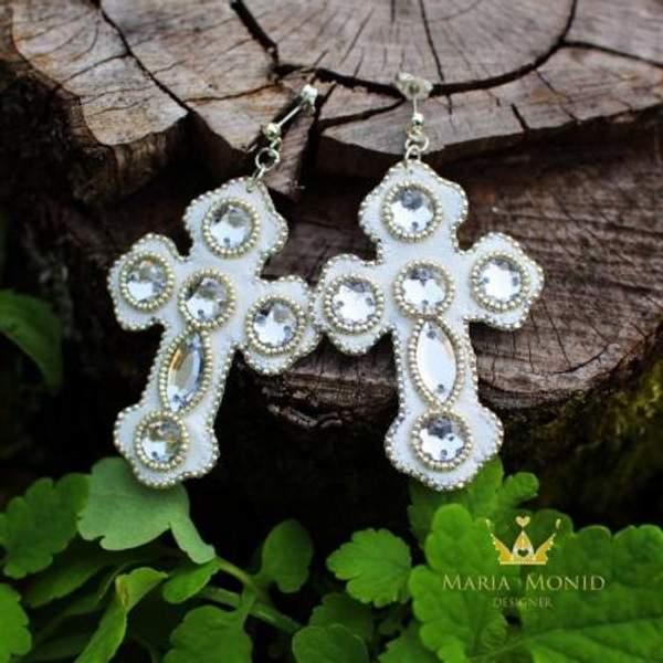 Серьги "Сross" ручной работы от Maria Monid