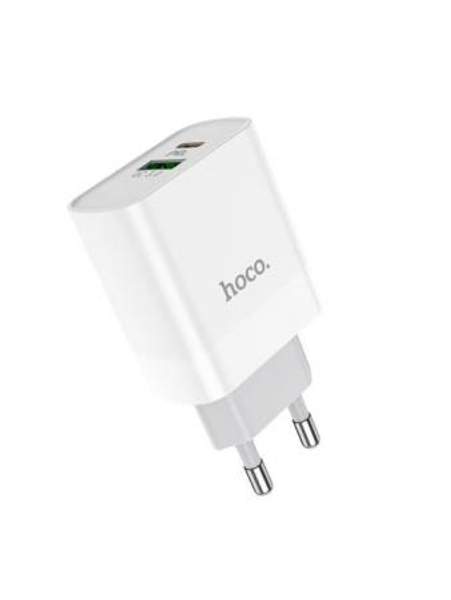 Сетевое зарядное устройство Адаптер Блок питания Type-C USB-C+USB белое Hoco