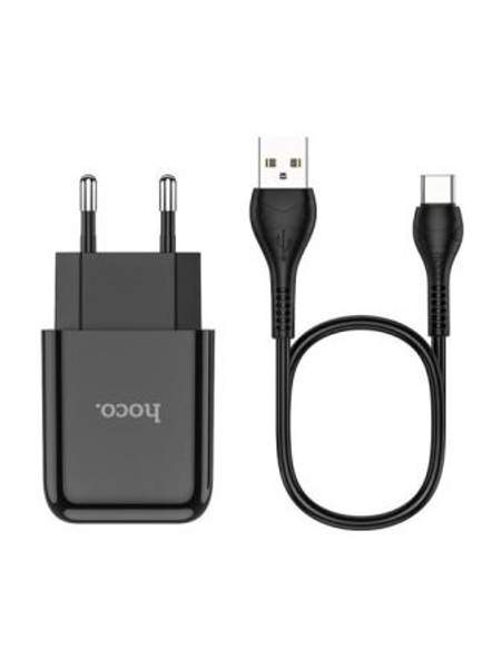 Сетевое зарядное устройство для телефона на 1 USB порт 5V/2.1А + кабель type-c Hoco