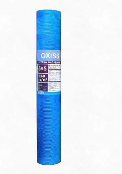 Сетка стеклотканевая фасадная OXISS с ячейкой синяя 5мм х 5мм 160 г/кв.м