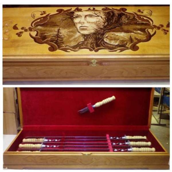 Шампуры в наборах, в деревянном пенале "Элегия"