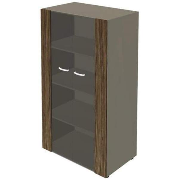 Шкаф для документов New.Tone Nt-43 со стеклом (орех Ондо, 880х460х1645 мм)