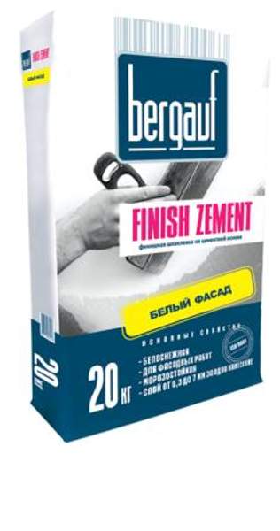 Шпаклевка BERGAUF Finish Zement фасадная,белая 20кг
