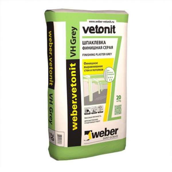 Шпаклевка WEBER VETONIT VH цементная,серая 20кг