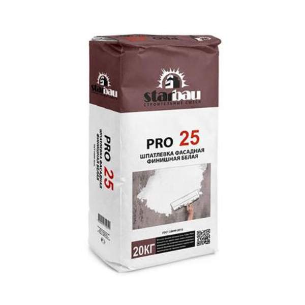 Шпатлёвка фасадная StarBau PRO 25 финишная белая 20кг
