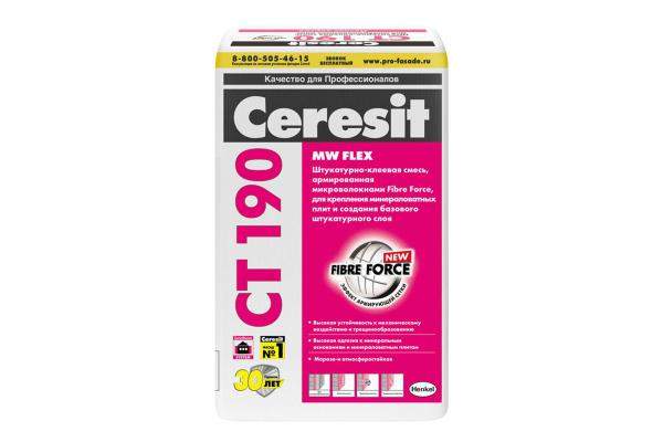 Штукатурно-клеевая смесь «CERESIT CT 190» 25 кг