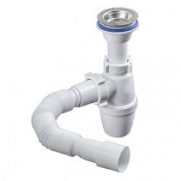 Сифон для кухонной мойки 1 1х2 с гофротрубой 40х50мм код A002345