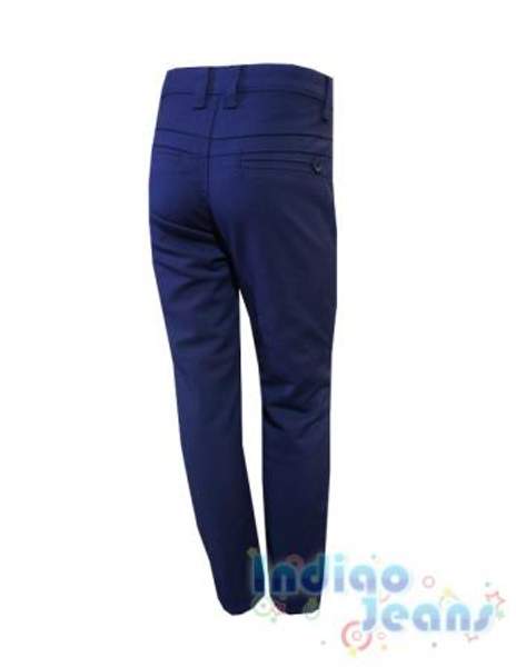 Синие утепленные немнущиеся брюки-стрейч для мальчиков, арт. М13436.