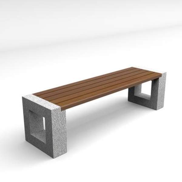 Скамейка диван бетонный уличный "Арена" (фактура камня: Белый мрамор)