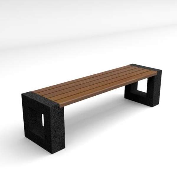 Скамейка диван бетонный уличный "Арена" (фактура камня: Габбро-диабаз черный)