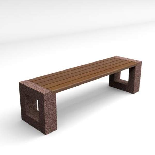 Скамейка диван бетонный уличный "Арена" (фактура камня: Красный гранит)