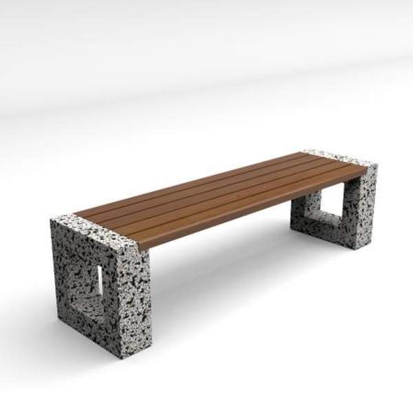 Скамейка диван бетонный уличный "Арена" (фактура камня: Мрамор "Шахматка")