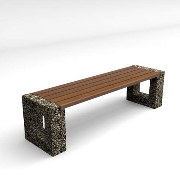 Скамейка диван бетонный уличный "Арена" (фактура камня: Питерский (Московский) гравий)