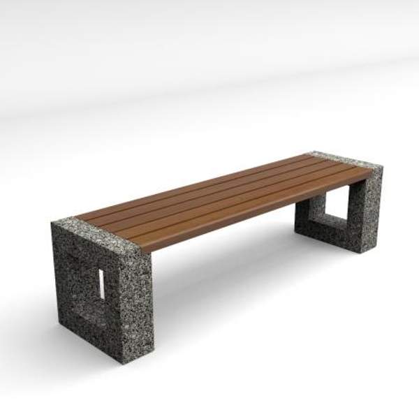 Скамейка диван бетонный уличный "Арена" (фактура камня: Серый мрамор)