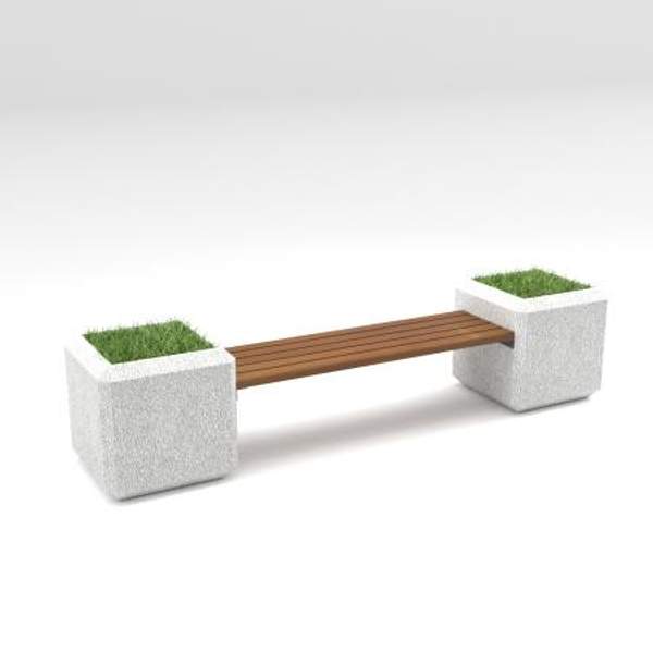 Скамейка диван бетонный уличный "Барбара" с вазонами