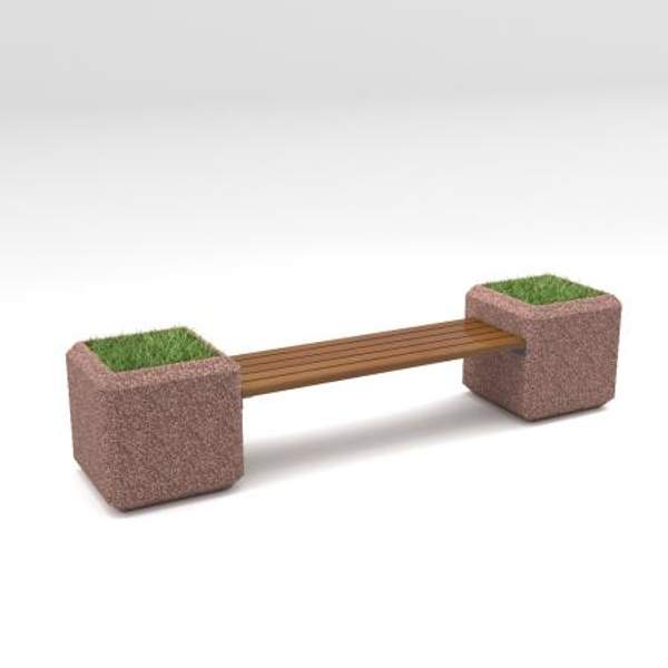 Скамейка диван бетонный уличный "Барбара" с вазонами