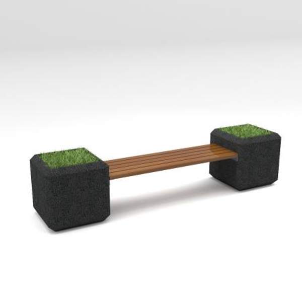 Скамейка диван бетонный уличный "Барбара" с вазонами