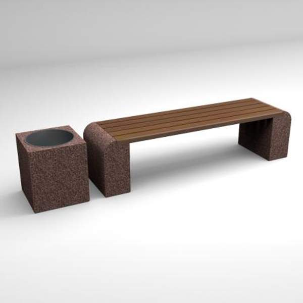 Скамейка диван бетонный уличный "Евро 1 Квадро"