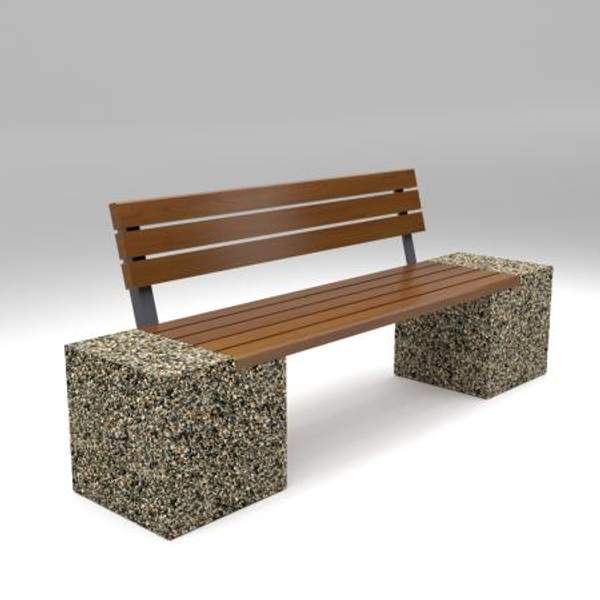 Скамейка диван бетонный уличный со спинкой "Евро 2"