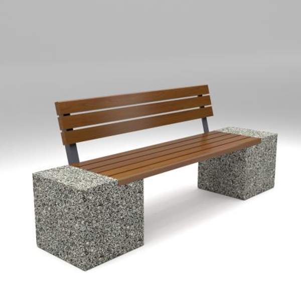 Скамейка диван бетонный уличный со спинкой "Евро 2"