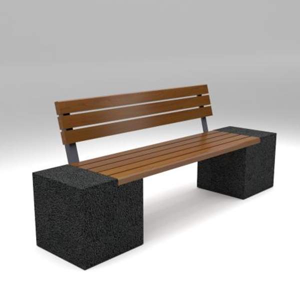 Скамейка диван бетонный уличный со спинкой "Евро 2"