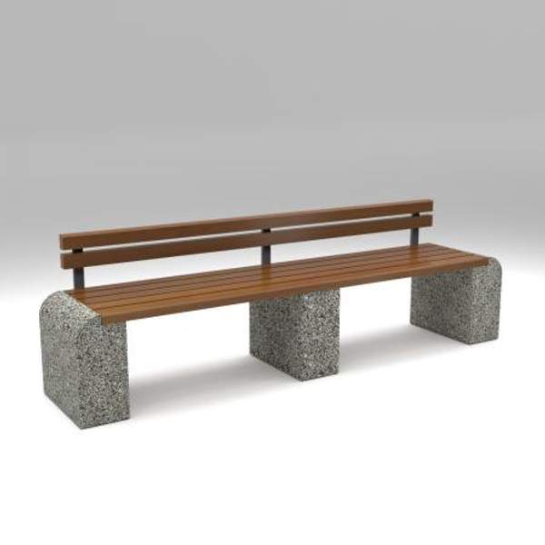 Скамейка диван бетонный уличный со спинкой "Евро Лайн"