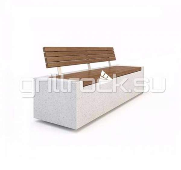 Скамейка диван бетонный уличный "Темп 2" со спинкой
