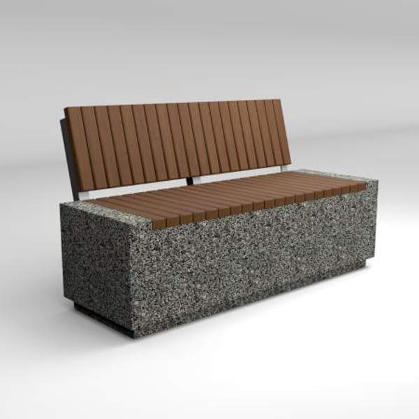 Скамейка диван бетонный уличный "Темп со спинкой"