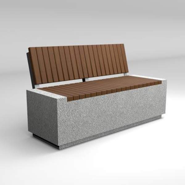 Скамейка диван бетонный уличный "Темп со спинкой"