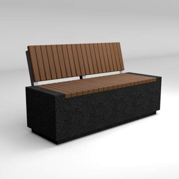 Скамейка диван бетонный уличный "Темп со спинкой"