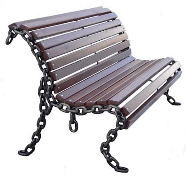 Скамейка парковая "Цепь" стальные опоры