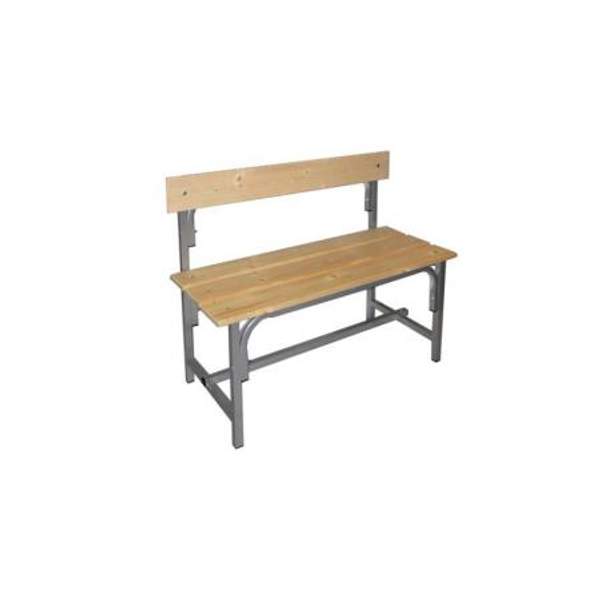 Скамейка со спинкой для раздевалок 3-х местная металлическая с досками
