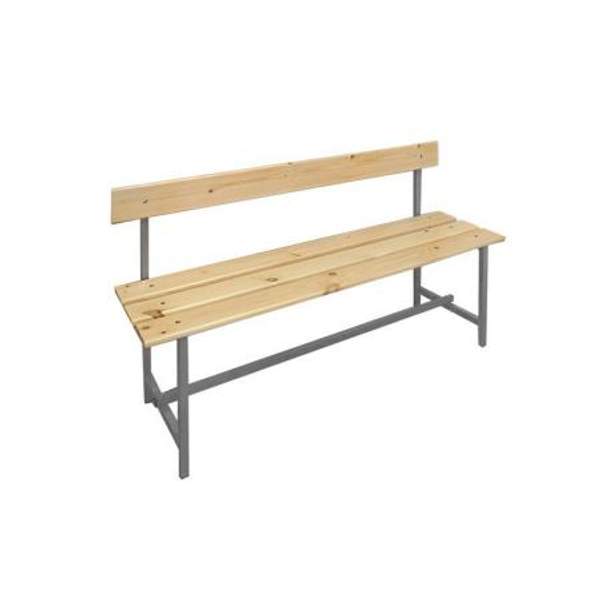 Скамейка со спинкой для раздевалок 4-х местная металлическая с досками