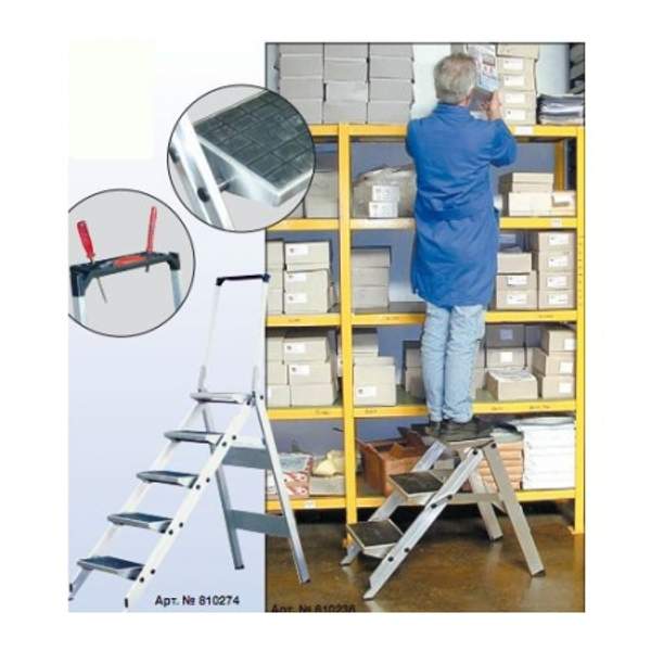 Складной трап из алюминия с оградительной дугой и без нее