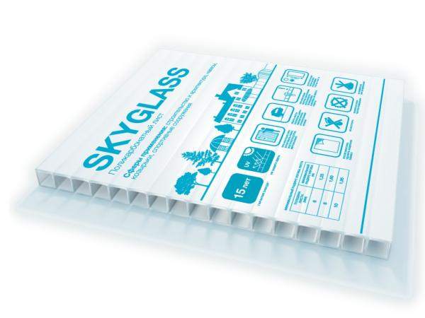 Сотовый поликарбонат SKYGLASS Белый 12000х2100х10 мм