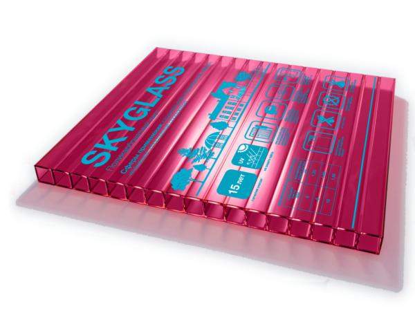 Сотовый поликарбонат SKYGLASS Красный 12000х2100х8 мм