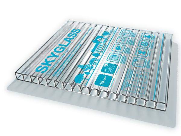 Сотовый поликарбонат SKYGLASS Прозрачный 12000х2100х10 мм