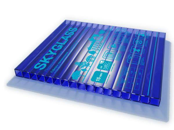 Сотовый поликарбонат SKYGLASS Синий 12000х2100х8 мм