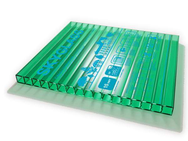 Сотовый поликарбонат SKYGLASS Зеленый 12000х2100х6 мм