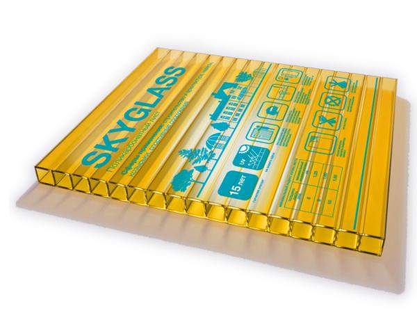 Сотовый поликарбонат SKYGLASS Желтый 12000х2100х6 мм