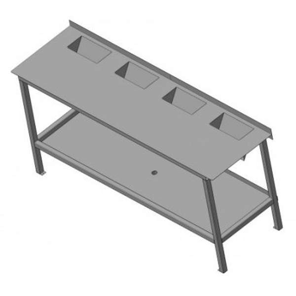 Стол для разделки с четырьмя отверстиями