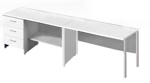 Стол на металокаркасе с экраном с демонстрационной тумбой.