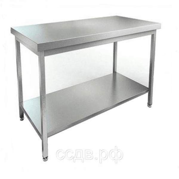 Стол производственный из нержавеющей стали - без борта, нижняя часть – полка КСР-15/6 Ц0БП