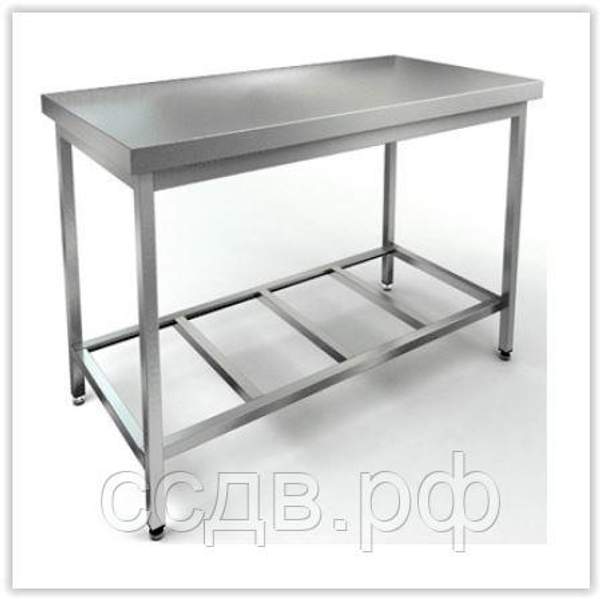 Стол производственный из нержавеющей стали без борта,нижняя часть решетка КСР-15/8 Ц0БР