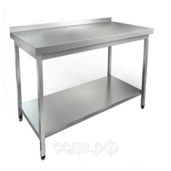 Стол производственный из нержавеющей стали - с бортом, нижняя часть – полка КСР-12/6 Ц1БП